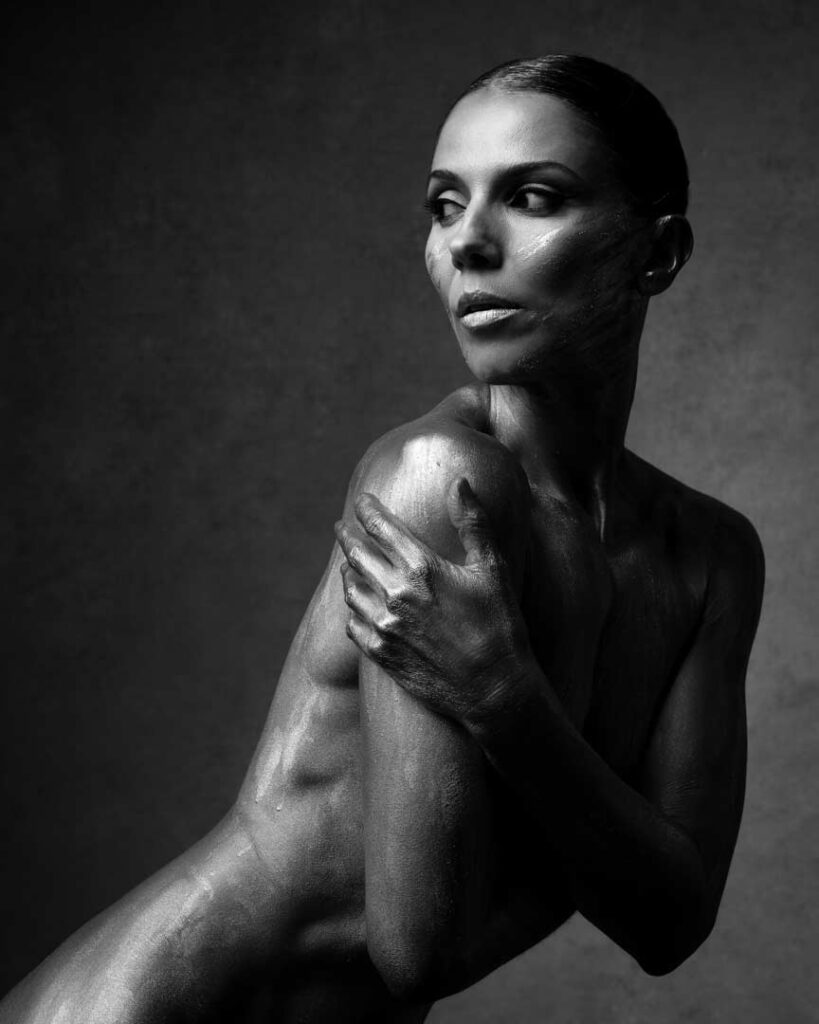 Body-painted woman in fine art Zurich portrait